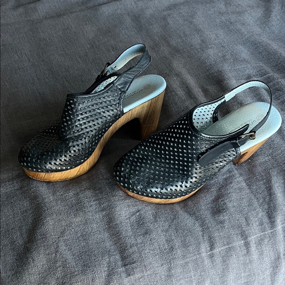 Eric Michael Woven Leather Slingback Heels